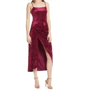 Saylor Cydney Velvet Dress with Slit and Subtle Snake Print